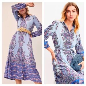 Loft Elegant Paisley Print Shirt Dress. Size M